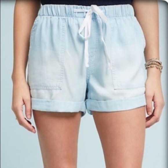 cloth & stone Pants - Cloth & Stone Blue Chambray Cuffed Shorts Size Small